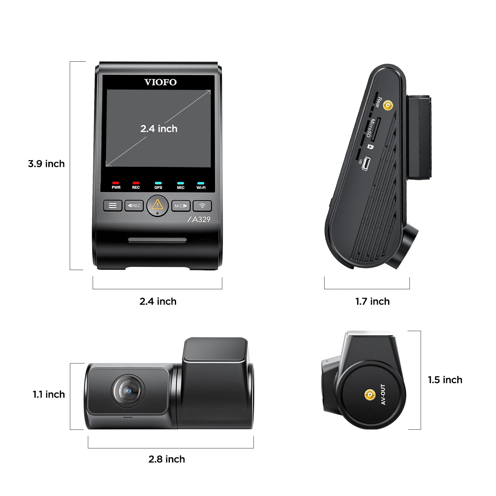 VIOFO A329 2CH - 4K 60FPS Ultra-HD Sony STARVIS™ 2 Front & Rear Dash Cam