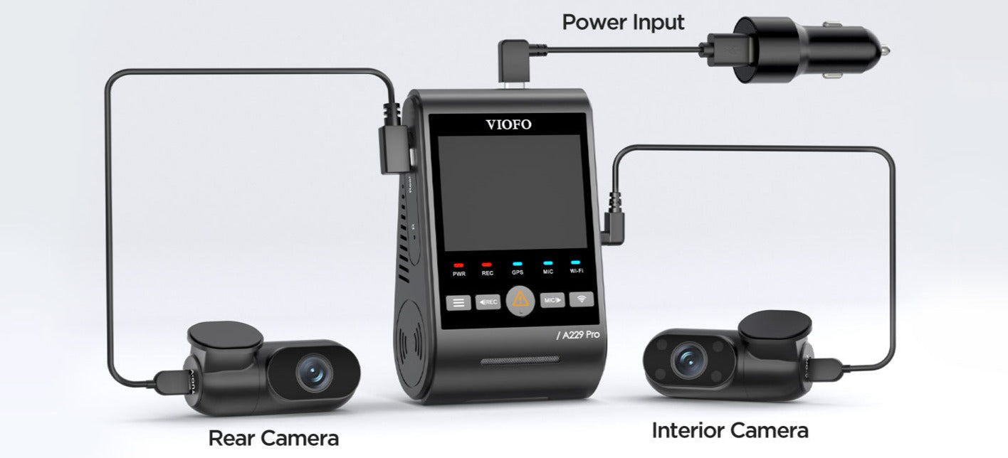 VIOFO A229 Pro 3CH - 4K Ultra-HD Sony STARVIS™ 2 - 4K Front, 2K Rear, FHD Interior