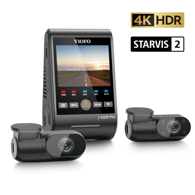 VIOFO A229 Pro 3CH - 4K Ultra-HD Sony STARVIS™ 2 - 4K Front, 2K Rear, FHD Interior