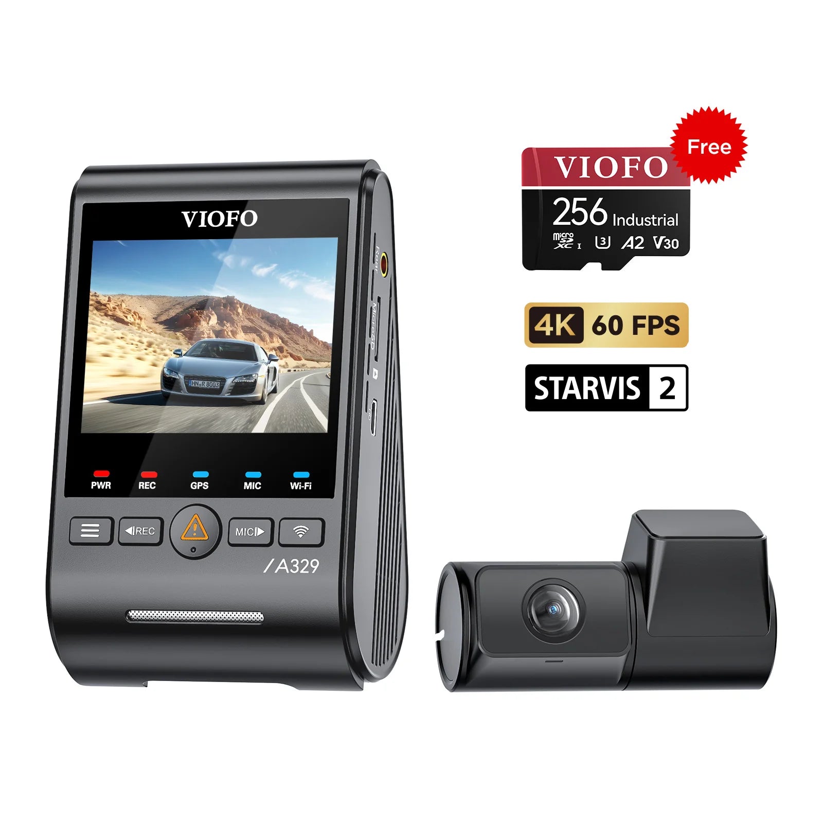 VIOFO A329 Pro 2CH - 4K 60FPS Ultra-HD Sony STARVIS™ 2 Front & Rear Dash Cam