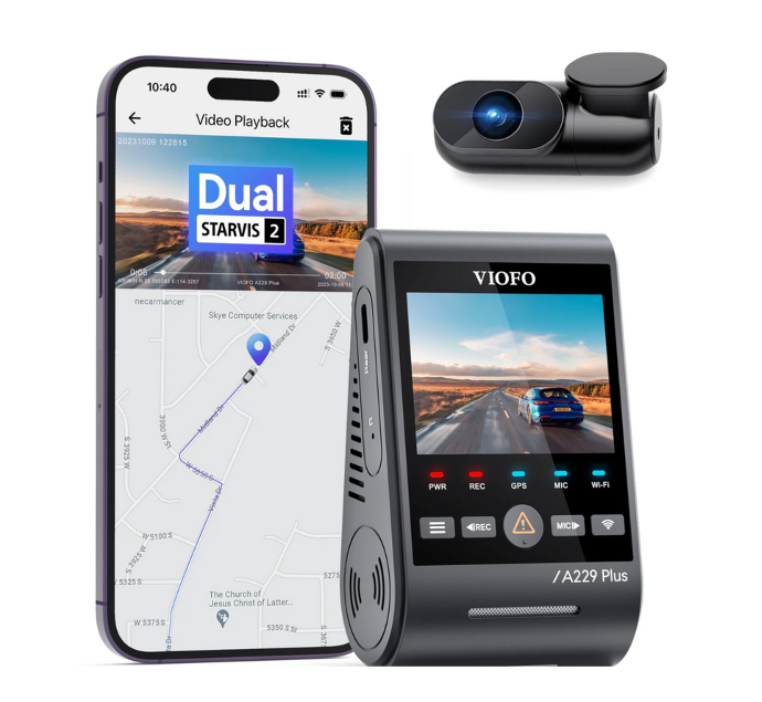 VIOFO A229 Plus - 2CH Dual 2K Recording Sony STARVIS™ 2 Front and Rear Dash Cam